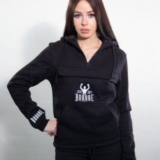 Schwarzer Zip-Hoodie für Damen